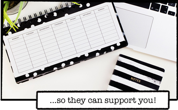 Planner, notebook, laptop, support planning
